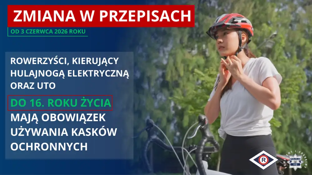 Obowiązek jazdy w kaskach dla młodych cyklistów i użytkowników hulajnóg